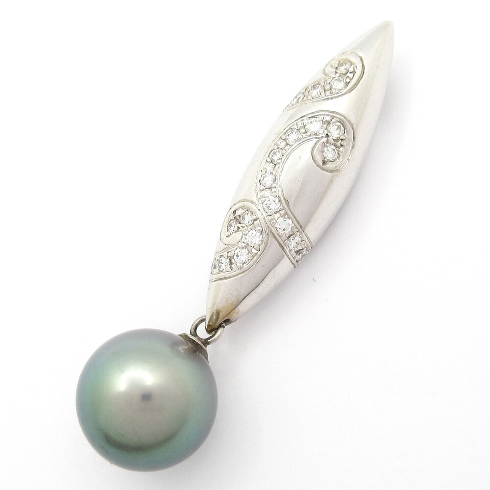 Tasaki Pendant Head 18K White Gold Diamond Dark Gray Black Pearl